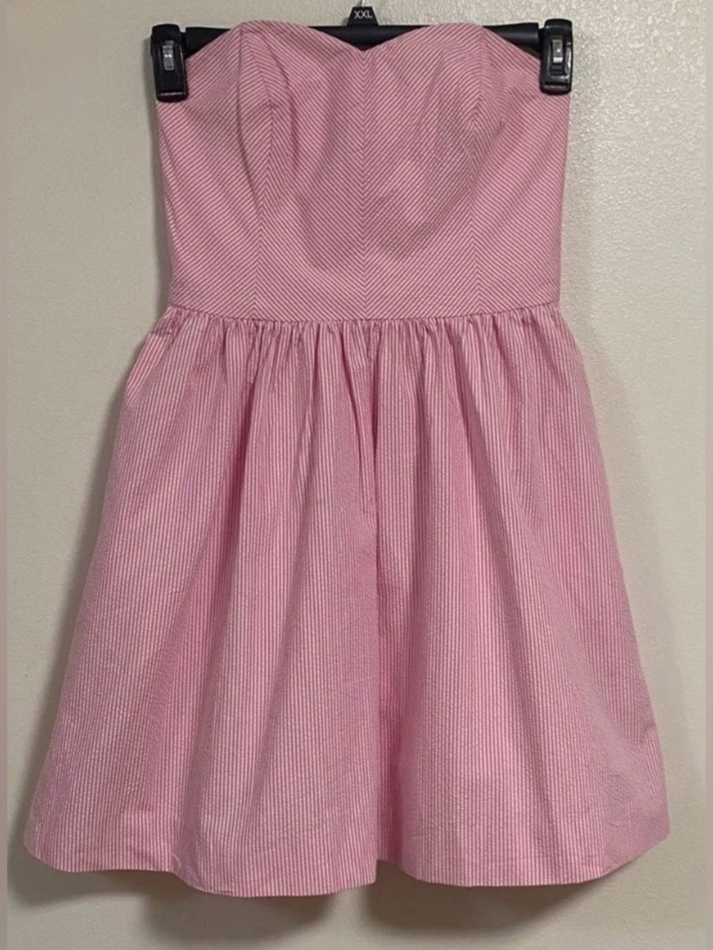 NWOT Lilly Pulitzer Seersucker Richelle Strapless Dress Pink White Stripe Size 0